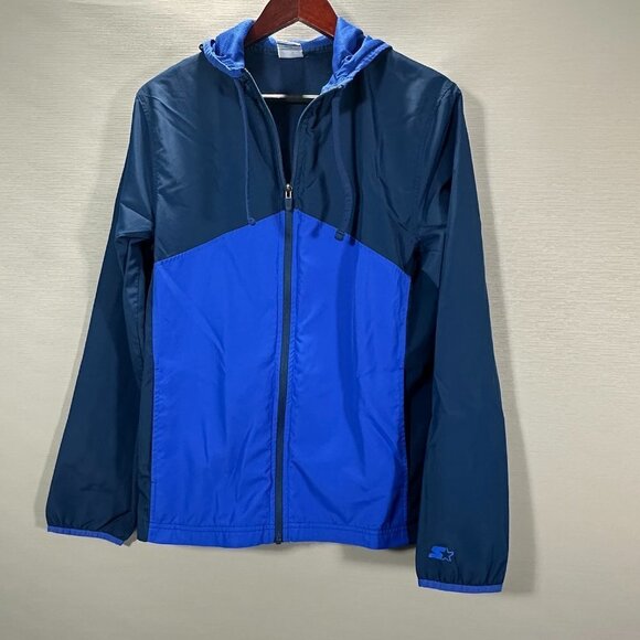 Vintage Starter Windbreaker Jacket Mens Small Full Zip Hood Pockets Logo 90's - Picture 1 of 7
